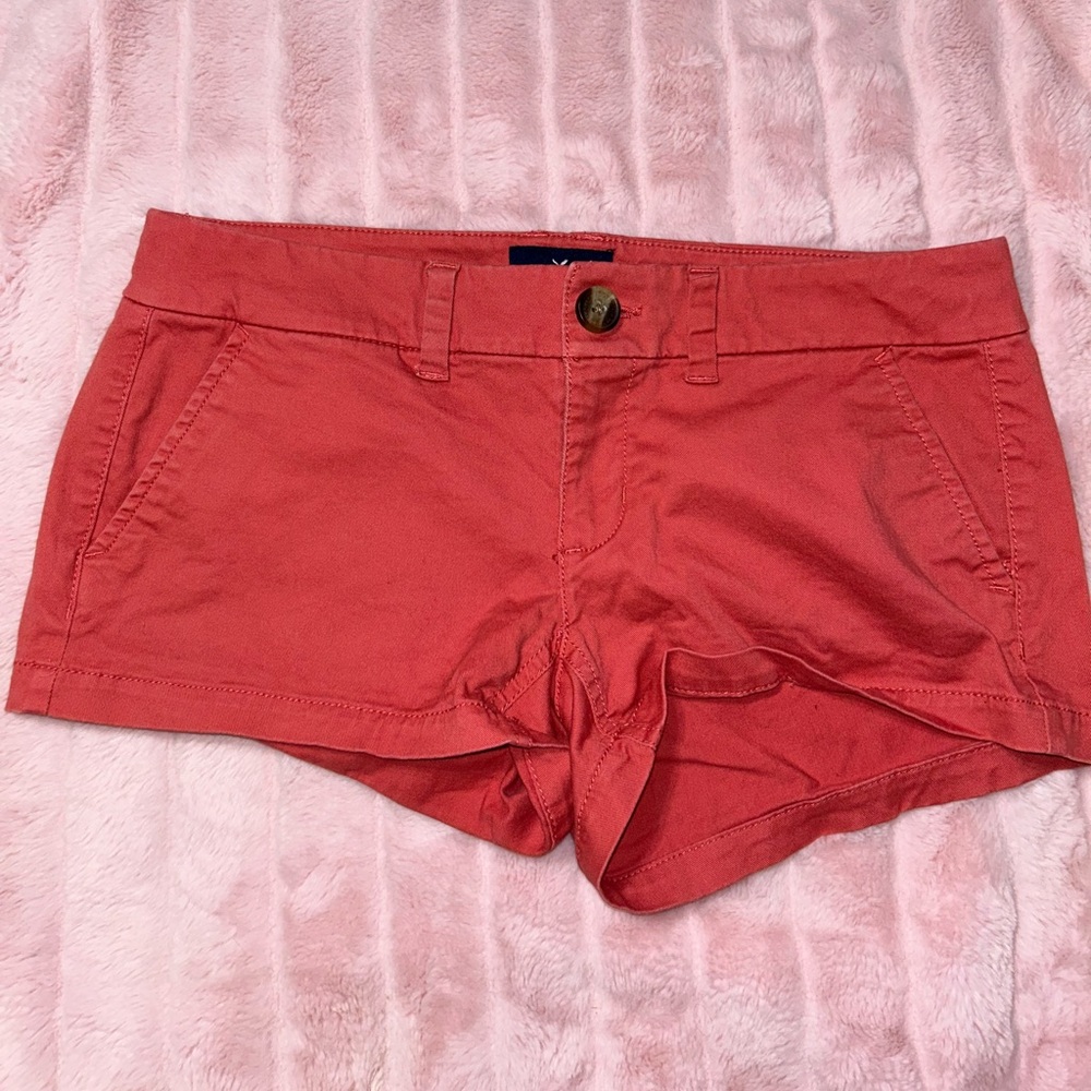 american eagle shortie shorts dusty pinkish color